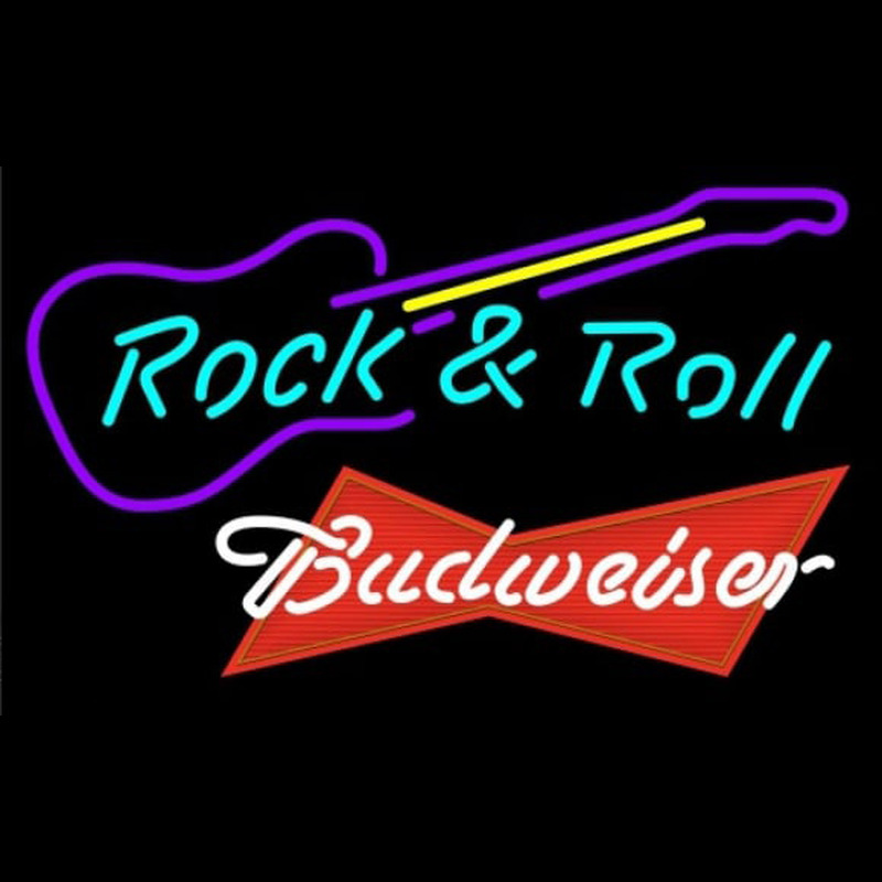 Budweiser Red Rock N Roll Guitar Beer Sign Leuchtreklame