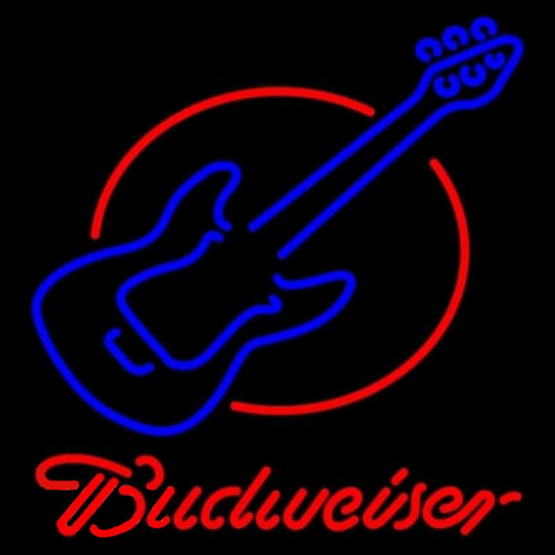 Budweiser Red Round Guitar Beer Sign Leuchtreklame