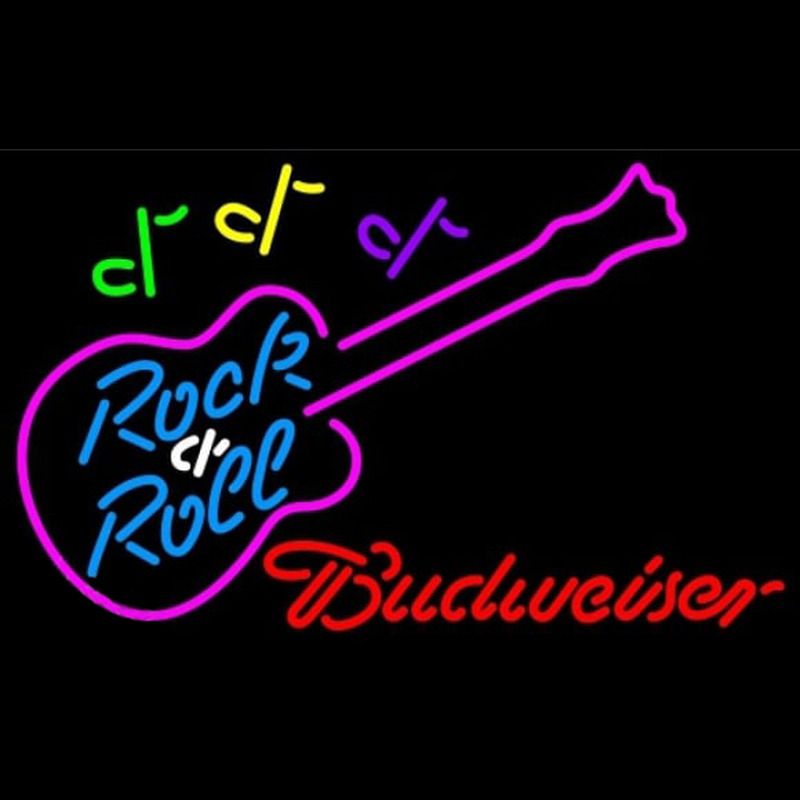 Budweiser Rock N Roll Pink Guitar Beer Sign Leuchtreklame