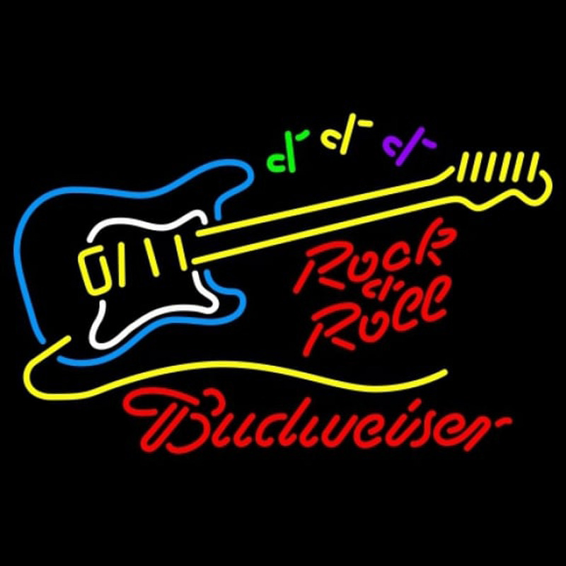 Budweiser Rock N Roll Yellow Guitar Beer Sign Leuchtreklame