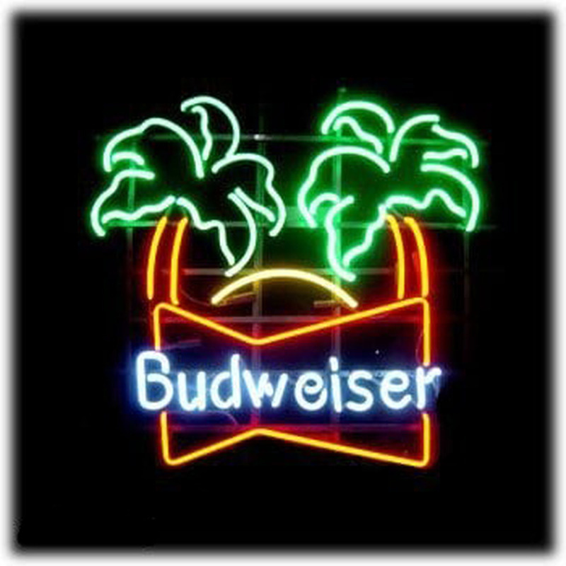 Budweiser double palm trees Beer Bar Leuchtreklame