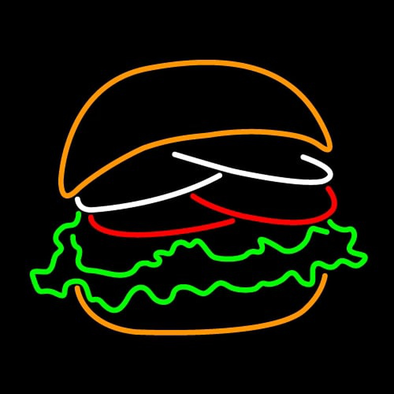 Burger With The Lettuce Tomato Bun Leuchtreklame