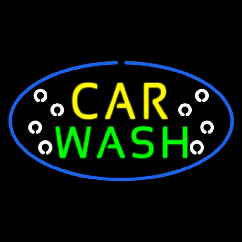 Car Wash Blue Oval Leuchtreklame