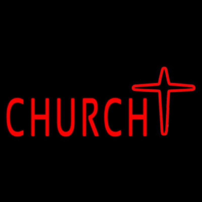 Church With Cross Logo Leuchtreklame