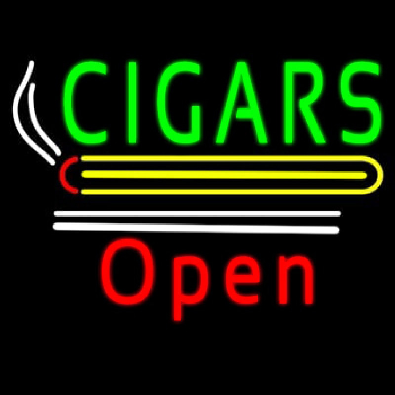 Cigars Logo Open White Line Leuchtreklame