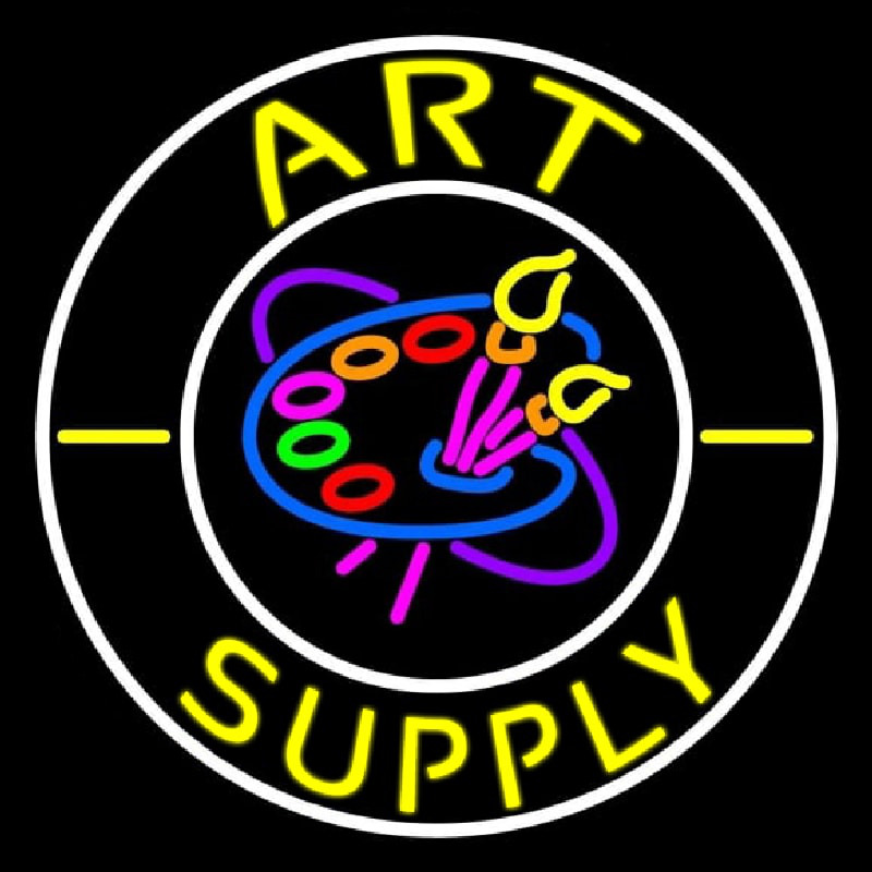 Circle Art Supply With Logo Leuchtreklame