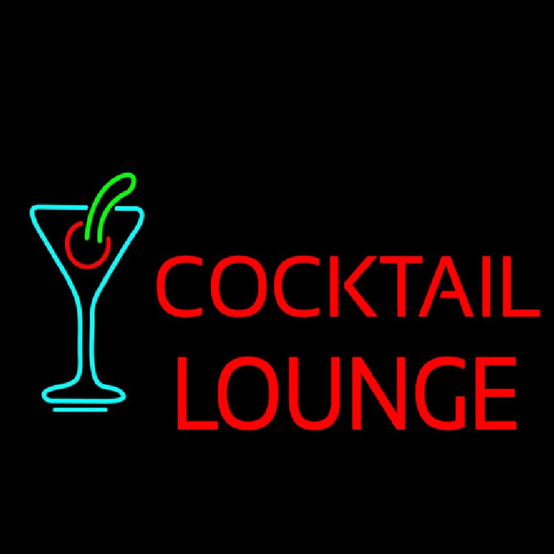 Cocktail Lounge With Martini Glass Leuchtreklame