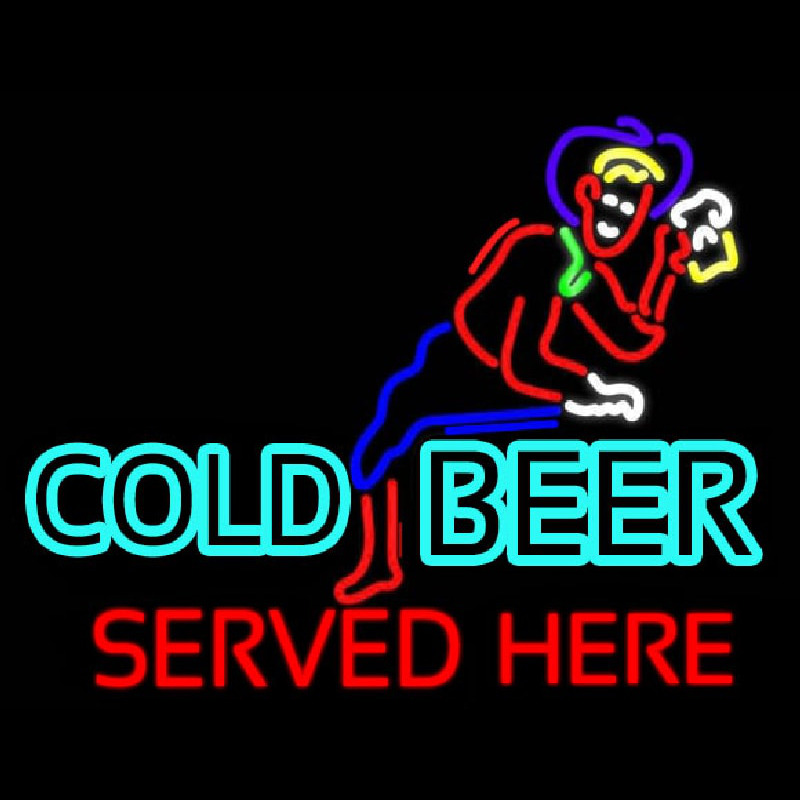 Cold Beer Served Here Real Neon Glass Tube Leuchtreklame