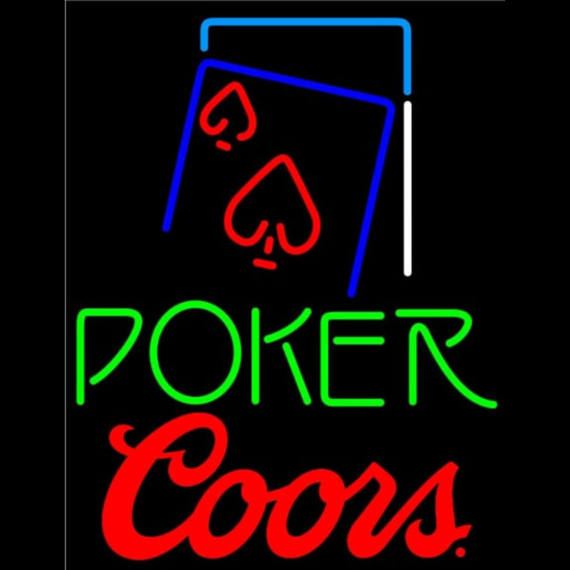 Coors Green Poker Red Heart Leuchtreklame