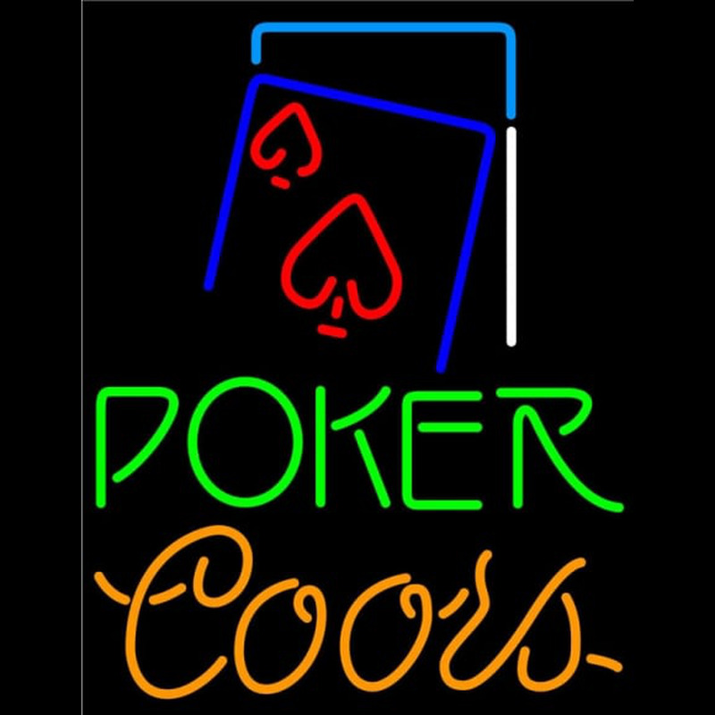 Coors Green Poker Red Heart Leuchtreklame