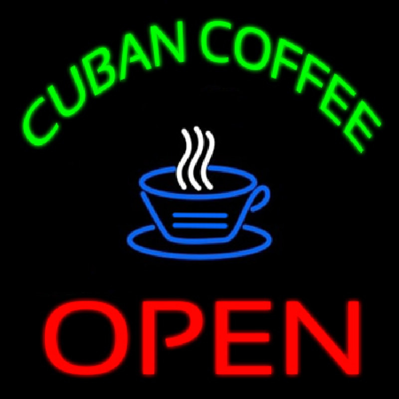 Cuban Coffee Red Open Logo Leuchtreklame