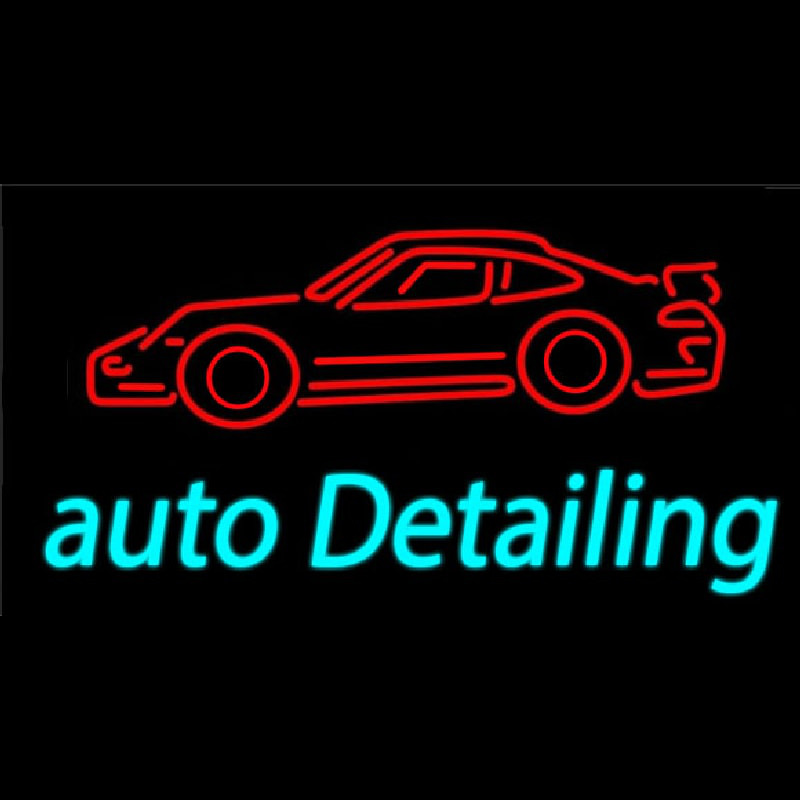 Cursive Auto Detailing With Car Logo Leuchtreklame