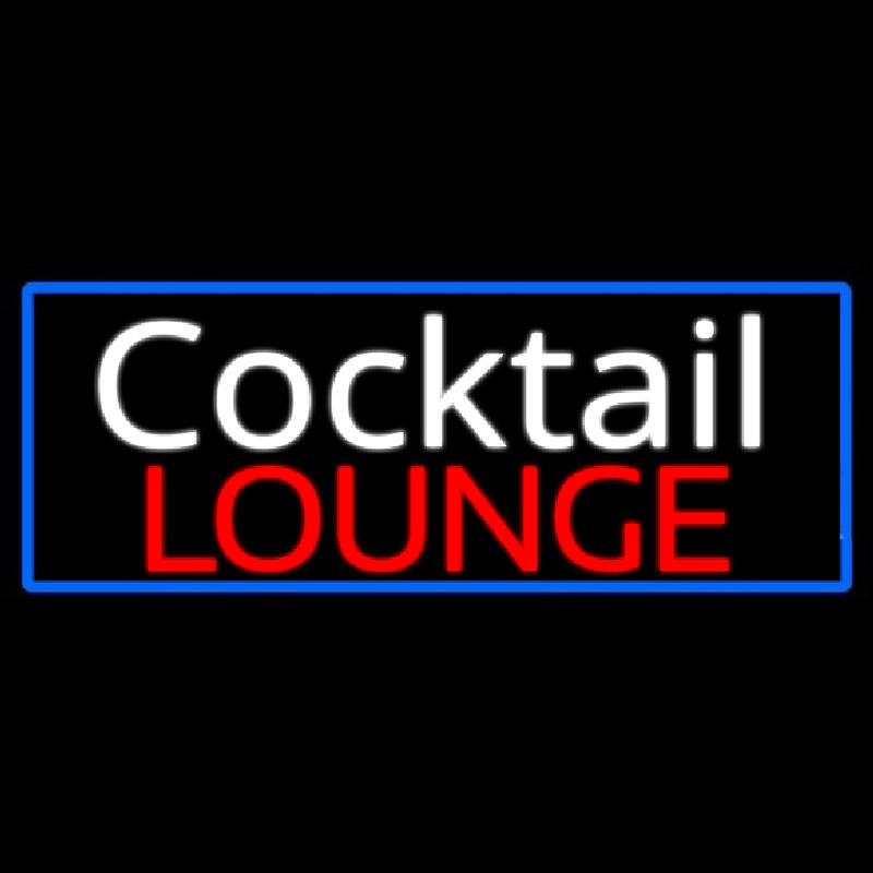 Cursive Cocktail Lounge With Blue Border Leuchtreklame