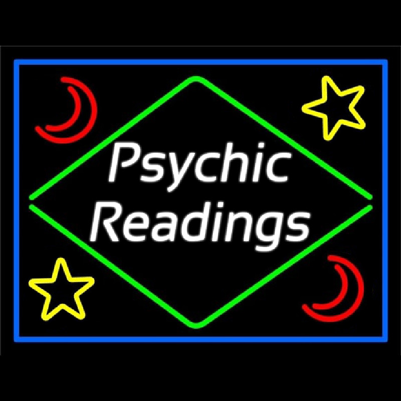 Cursive Psychic Readings With Border Leuchtreklame