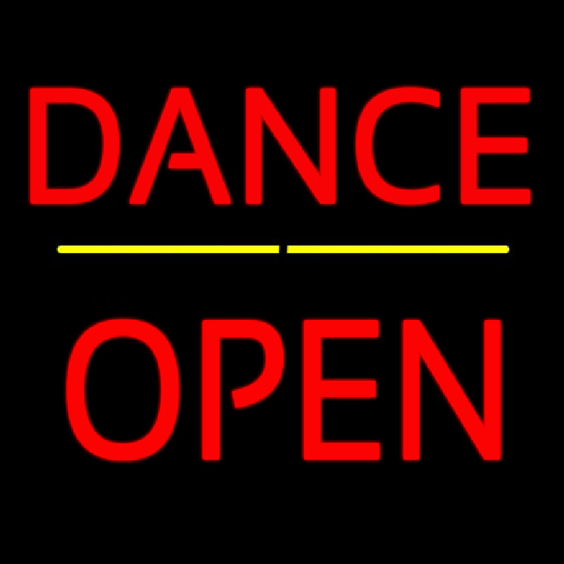 Dance Block Open Yellow Line Leuchtreklame