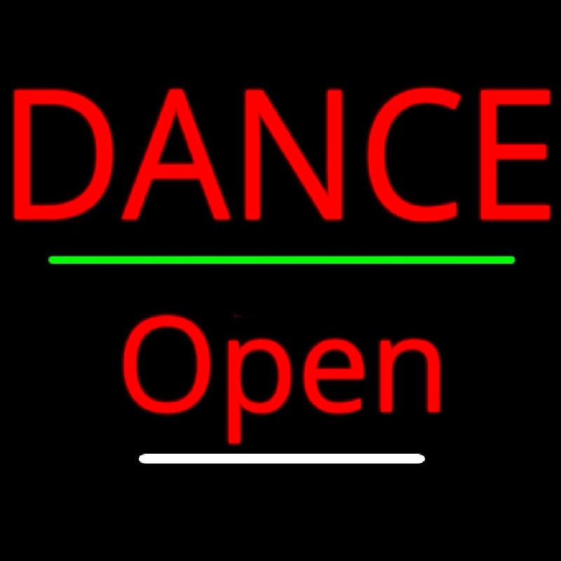 Dance Open Green Line Leuchtreklame