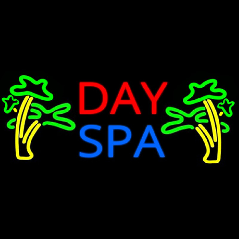 Day Spa With Palm Trees Leuchtreklame