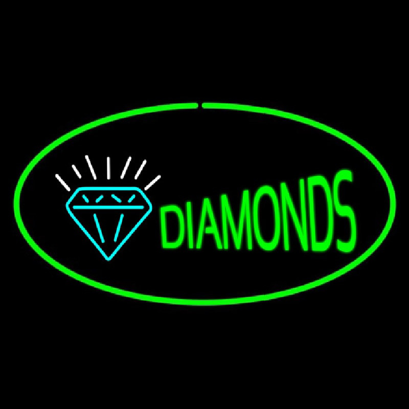 Diamonds Logo Green Oval Leuchtreklame