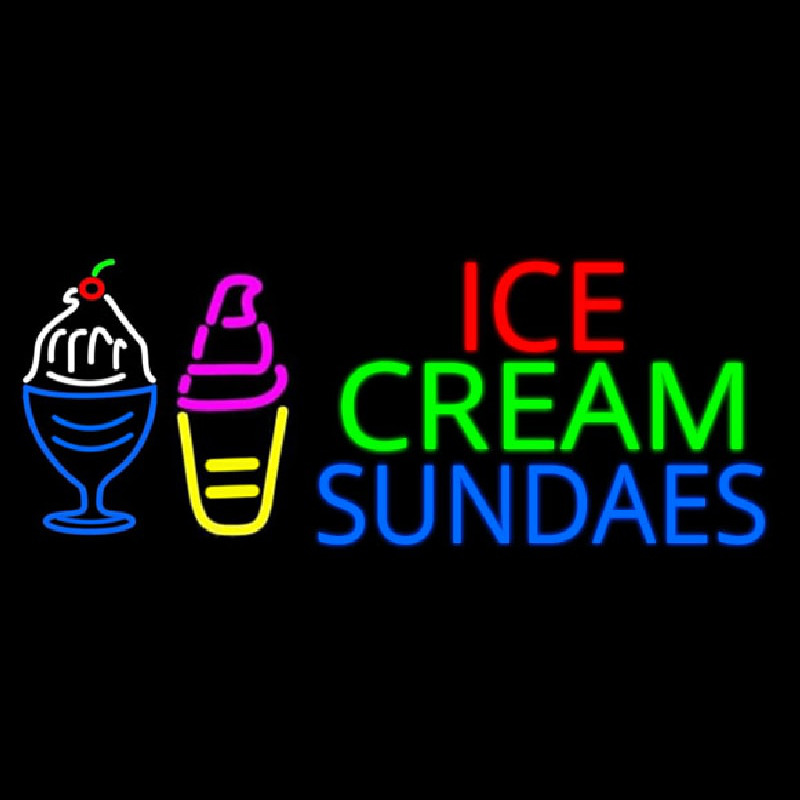 Double Stroke Ice Cream Sundaes Leuchtreklame