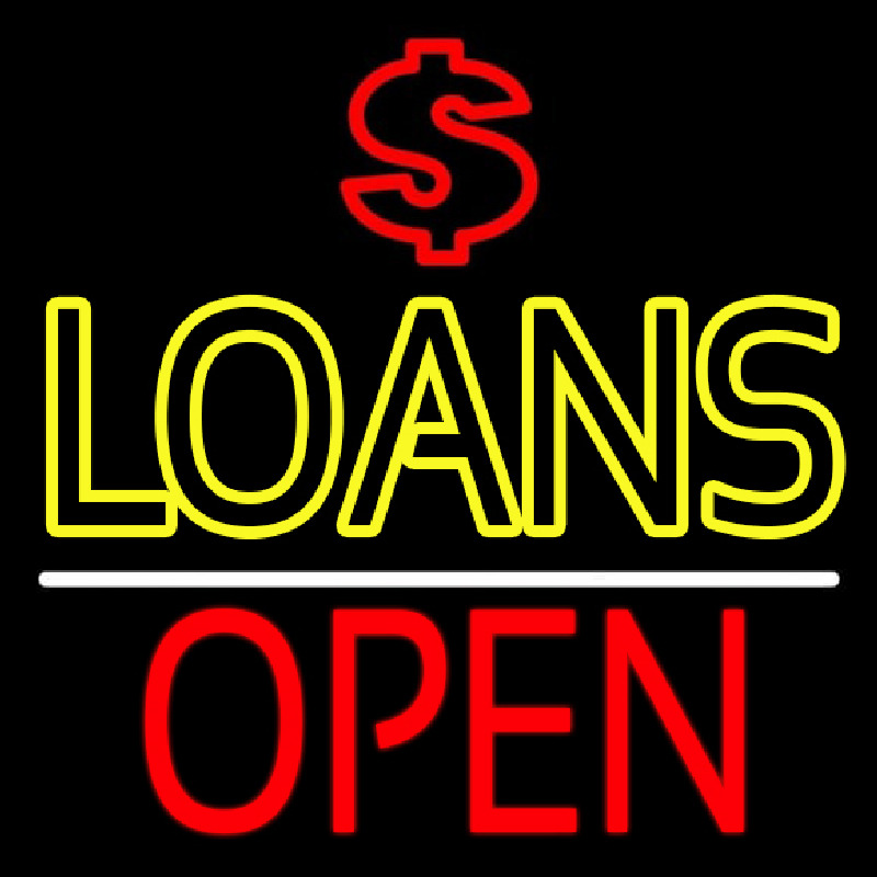 Double Stroke Loans With Dollar Logo Open Leuchtreklame