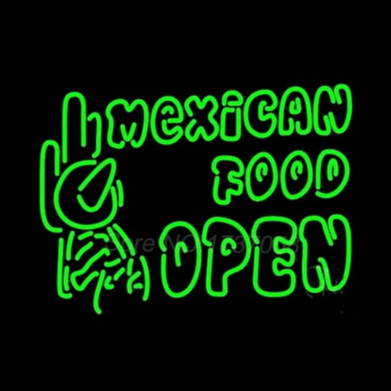 Double Stroke Mexican Food Open Leuchtreklame