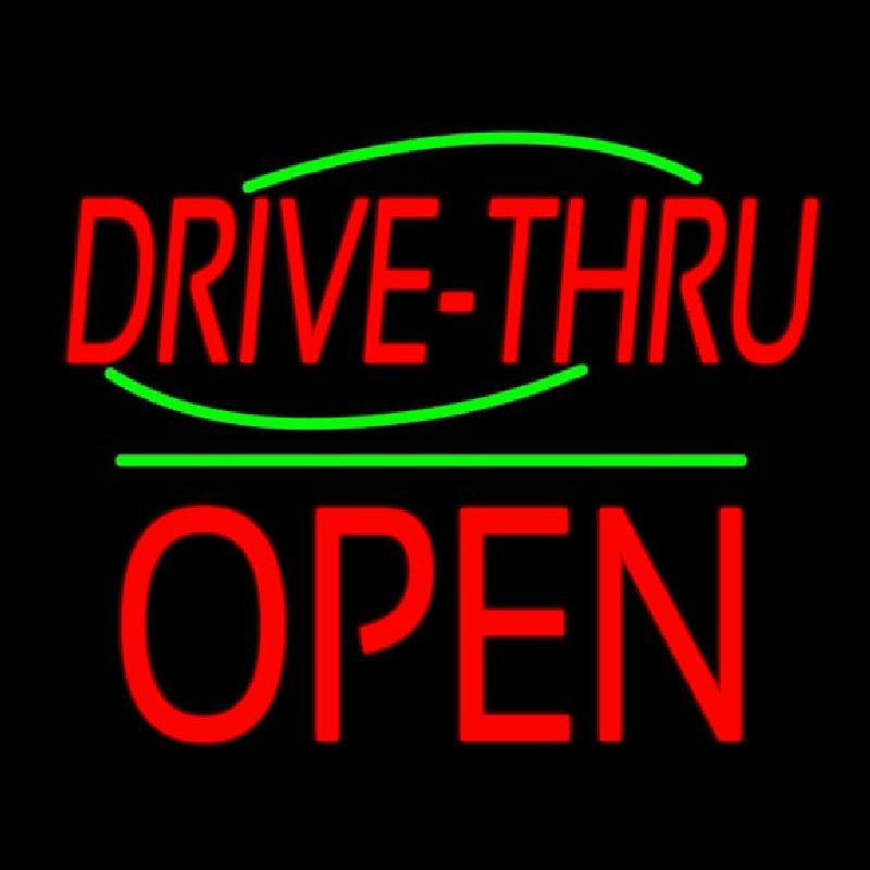 Drive Thru Block Open Green Line Leuchtreklame