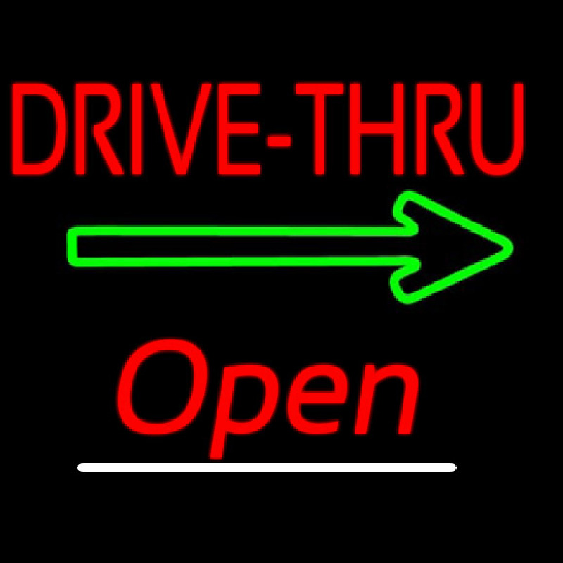 Drive Thru Open White Line Leuchtreklame