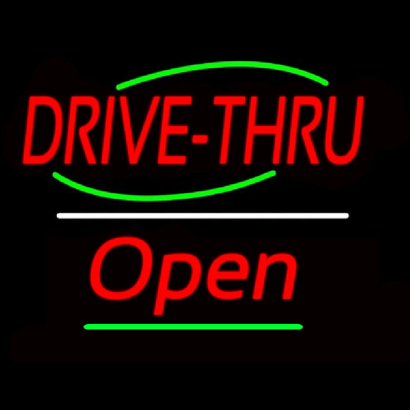 Drive Thru Open Yellow Line Leuchtreklame