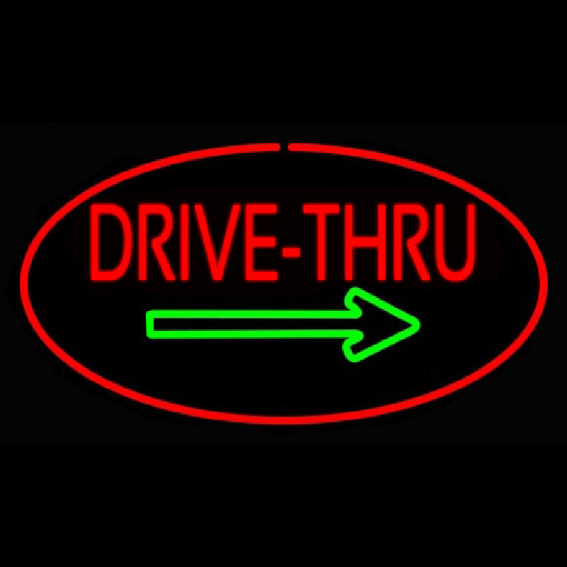 Drive Thru Oval Red Green Arrow Leuchtreklame