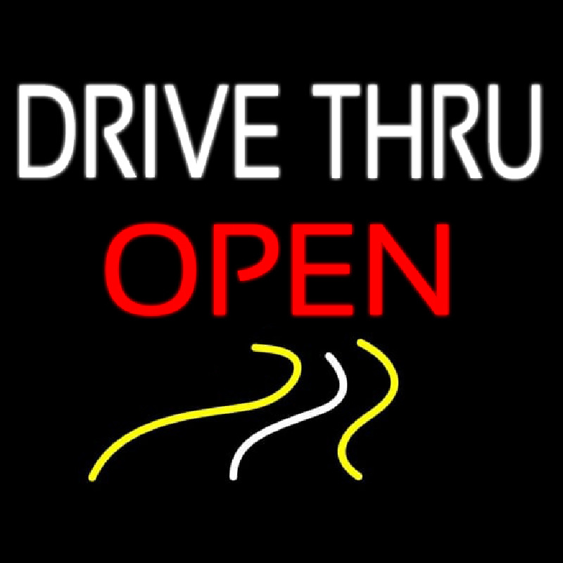 Drive Thru Red Open Leuchtreklame