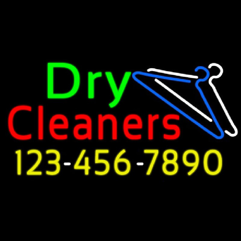 Dry Cleaners With Phone Number Logo Leuchtreklame