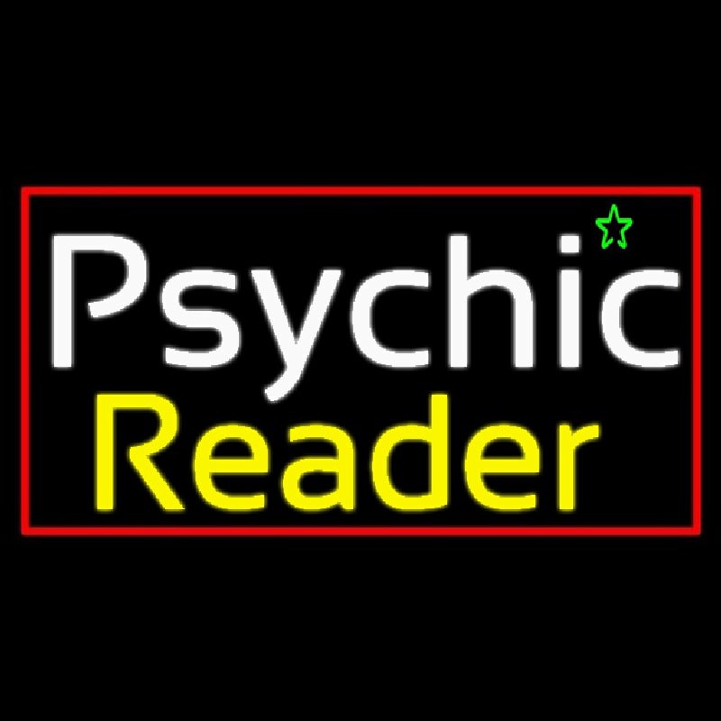 European Psychic Reader With Red Border Leuchtreklame