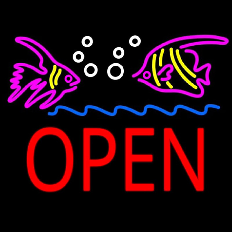 Fish Logo Block Open Leuchtreklame