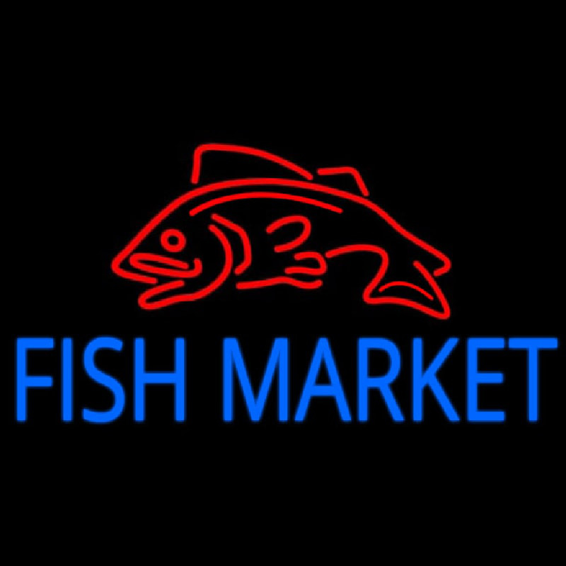 Fish Market With Red Fish Leuchtreklame