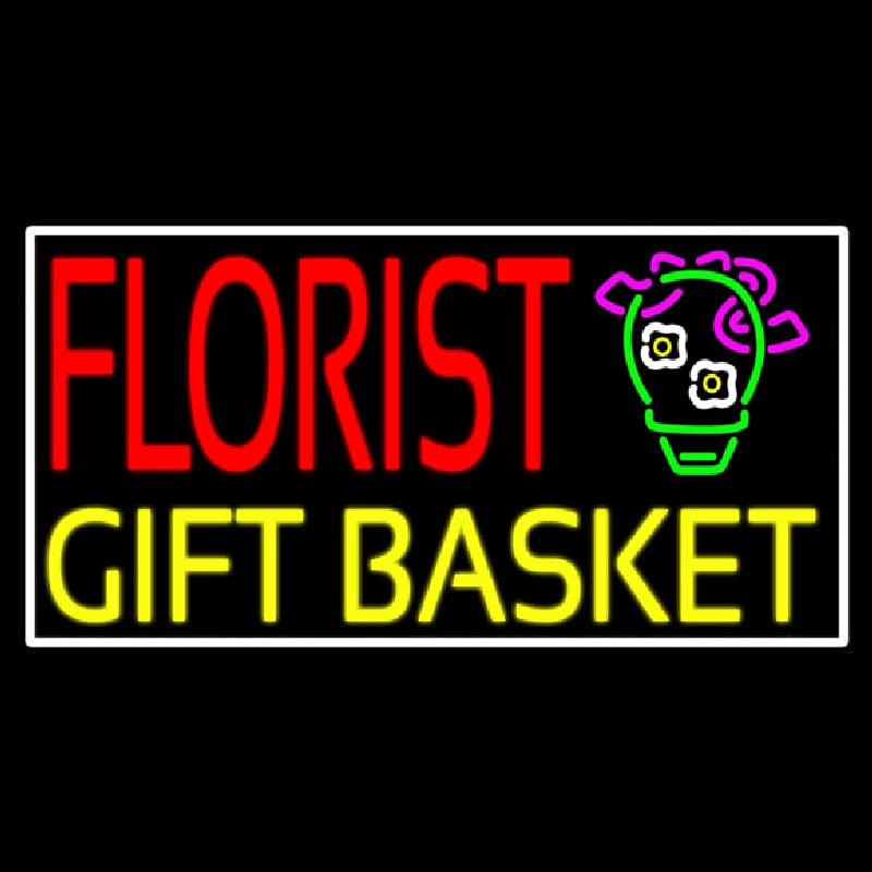 Florist Gifts Baskets White Border Leuchtreklame