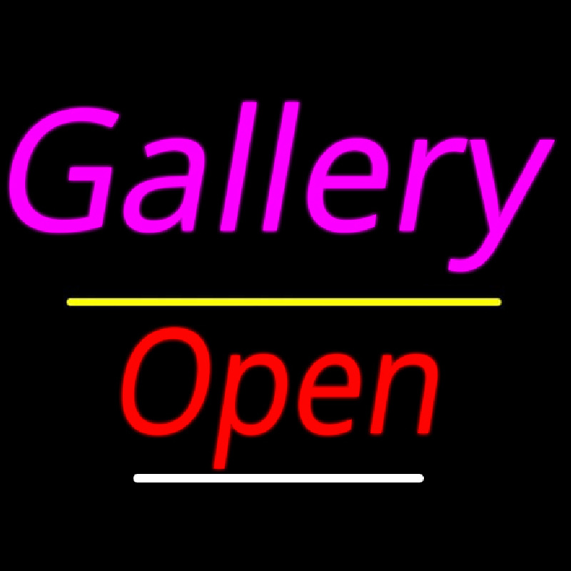 Gallery Open Yellow Line Leuchtreklame