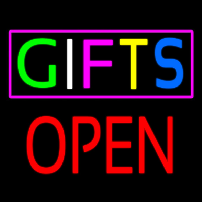 Gifts Block Open Leuchtreklame