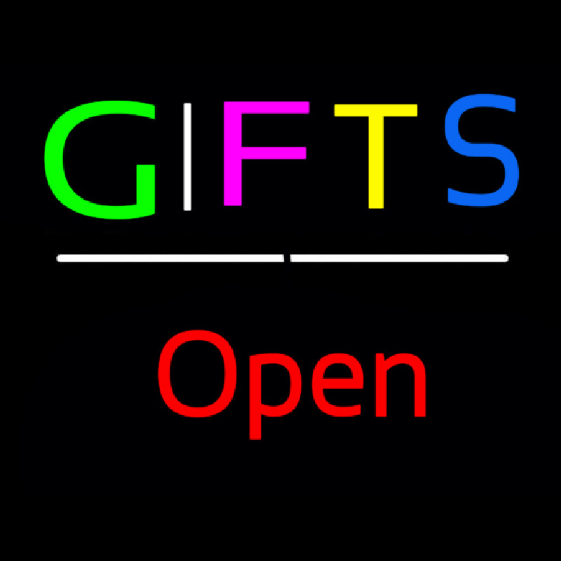 Gifts Open White Line Leuchtreklame