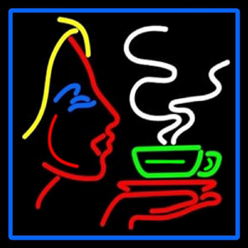 Girl Logo With Hot Coffee Leuchtreklame