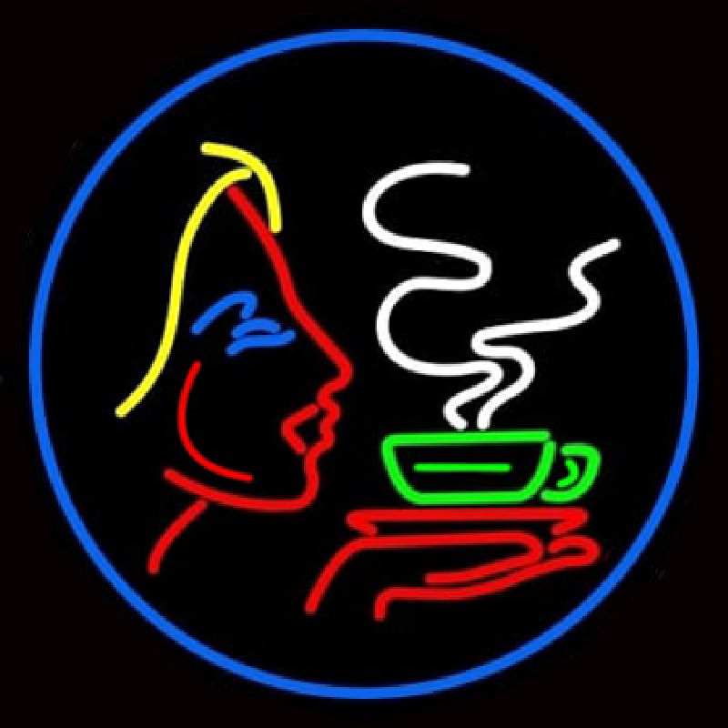 Girl Logo With Hot Coffee Leuchtreklame