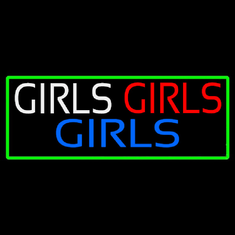 Girls Girls Girls Strip With Turquoise Border Leuchtreklame