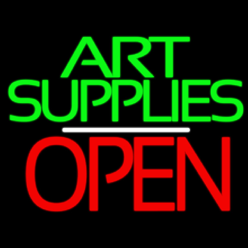 Green Double Stroke Art Supplies With Open 1 Leuchtreklame