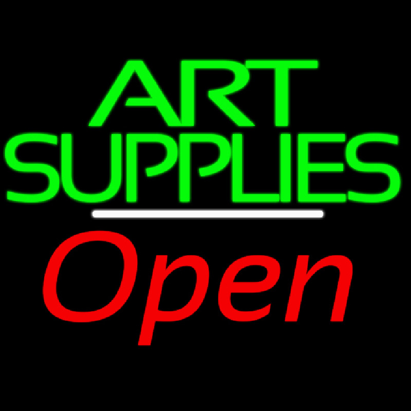 Green Double Stroke Art Supplies With Open 2 Leuchtreklame