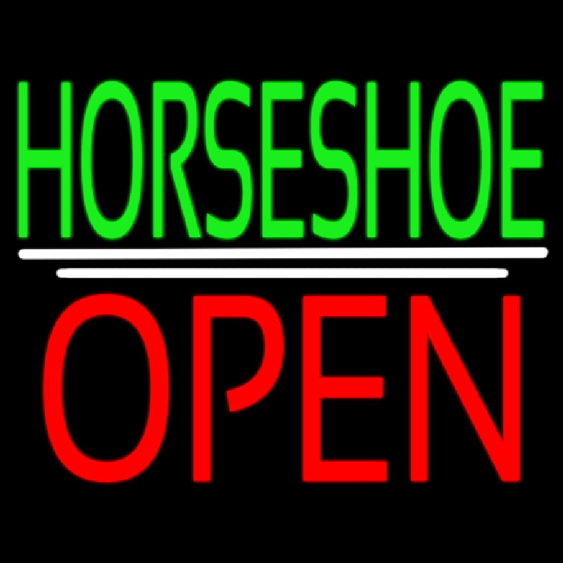 Green Horseshoe Open Leuchtreklame