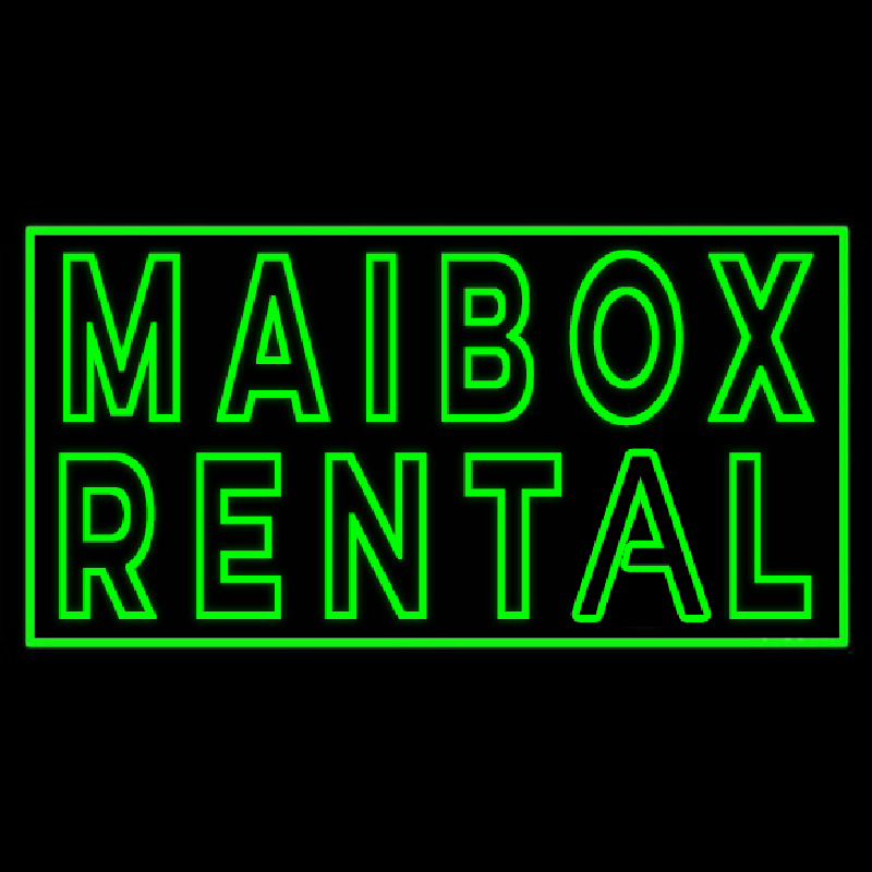 Green Mailbo  Rental Block Leuchtreklame