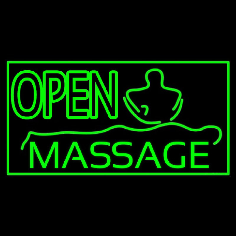 Green Open Massage Leuchtreklame