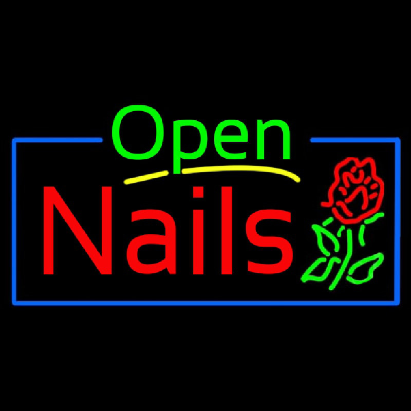 Green Open Nails Flower Logo Leuchtreklame