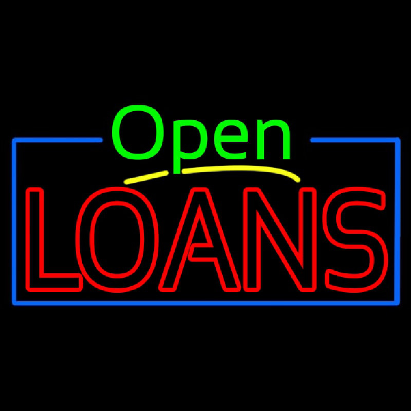 Green Open Red Double Stroke Loans Leuchtreklame