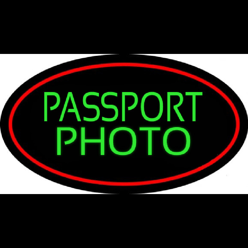 Green Passport Photo Red Oval Leuchtreklame