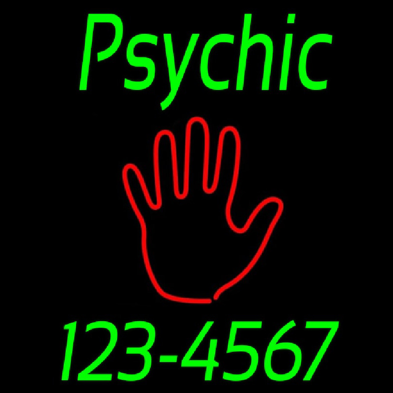 Green Psychic With Phone Number Leuchtreklame